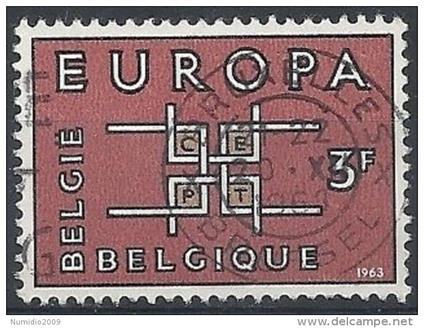 1963 BELGIO USATO EUROPA 3 F - 7 - 1963