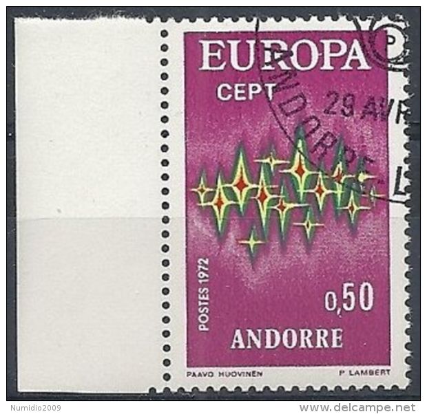 1972 ANDORRA FRANCESE USATO EUROPA 50 CENT - 1972