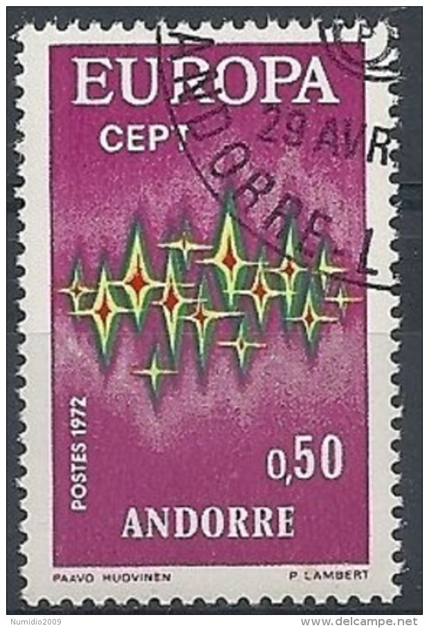 1972 ANDORRA FRANCESE USATO EUROPA 50 CENT - 2 - 1972