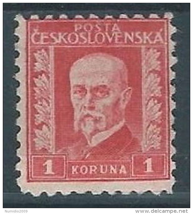 1925 CECOSLOVACCHIA TOMAS GARRIGUE MASARYK 1 KR MH * - CZ021-2 - Nuovi