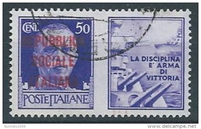 1944 RSI USATO PROPAGANDA DI GUERRA 50 CENT - RR13121 - War Propaganda