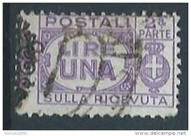 1945 LUOGOTENENZA USATO PACCHI POSTALI SEZIONE 1 LIRA - RR13127-2 - Paketmarken