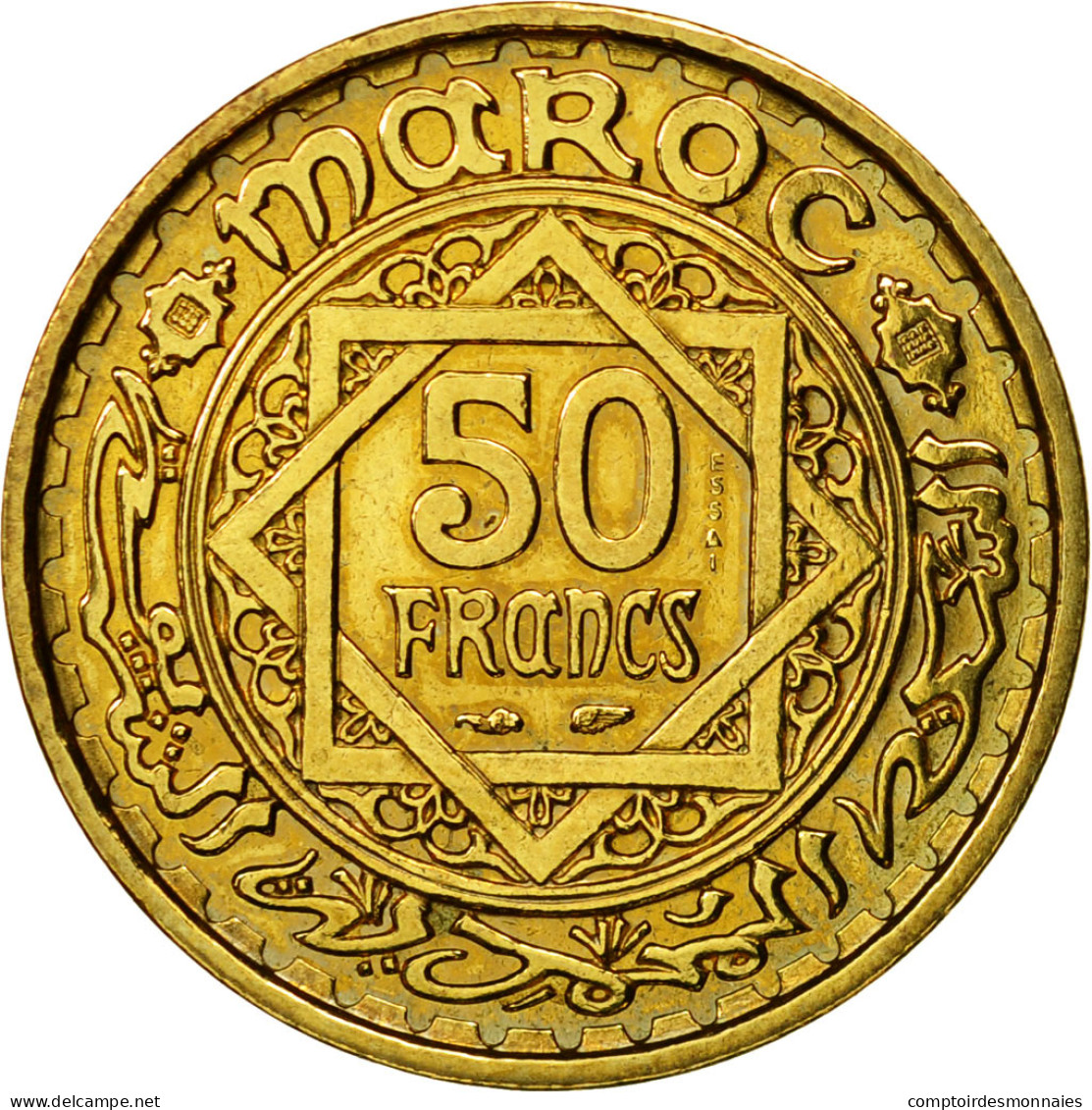 Monnaie, Maroc, 50 Francs, AH 1371/1952, Paris, ESSAI, SPL, Aluminum-Bronze - Maroc