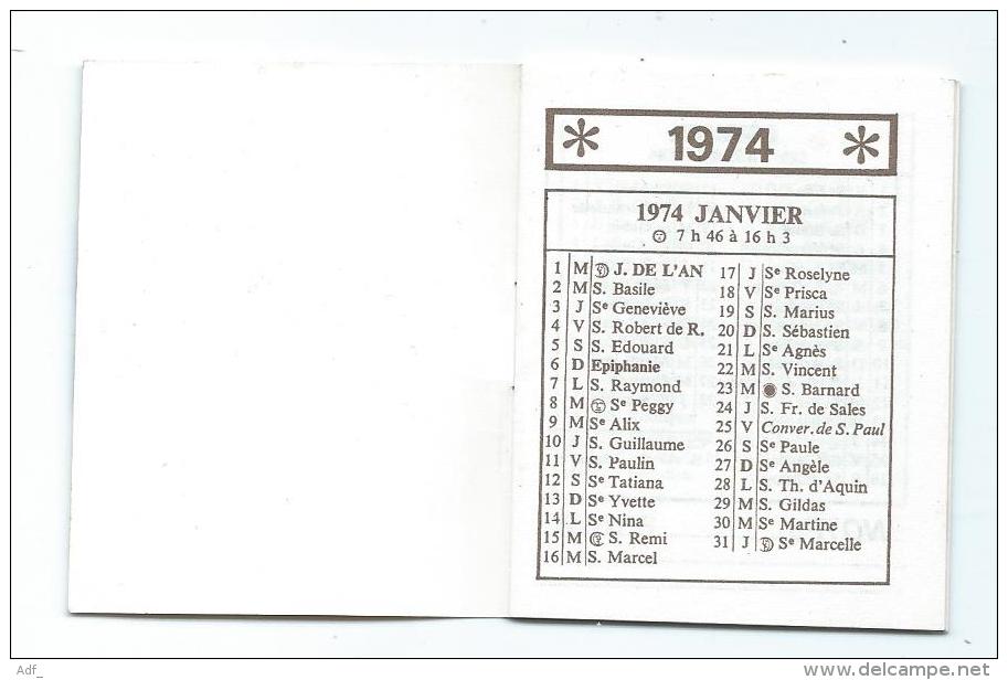 PETIT CALENDRIER 1974 PUB PUBLICITAIRE SEDAN, " SALON LUCIENNE ", 9 PLACE LUCIEN SAMPAIX, ARDENNES 08 - Small : 1971-80