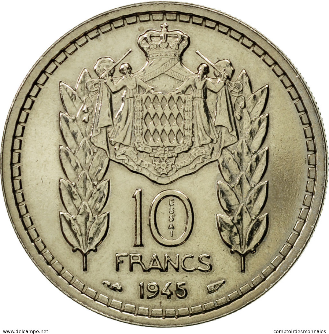 Monnaie, Monaco, Louis II, 10 Francs, 1945, Paris, ESSAI, FDC, Copper-nickel - 1922-1949 Louis II