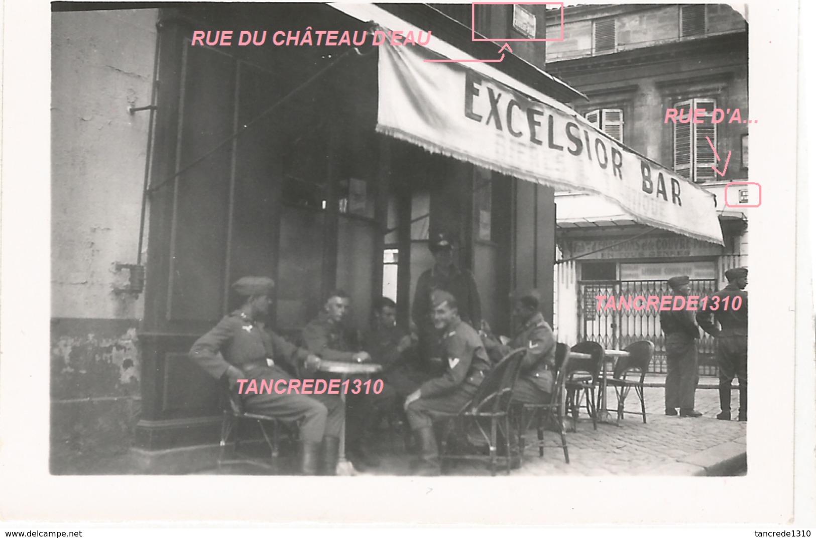 WW2 PHOTO ORIGINALE Soldats Allemands Excelsior Bar à BORDEAUX Rue Du Château D'eau GIRONDE 33 OCCUPATION - 1939-45