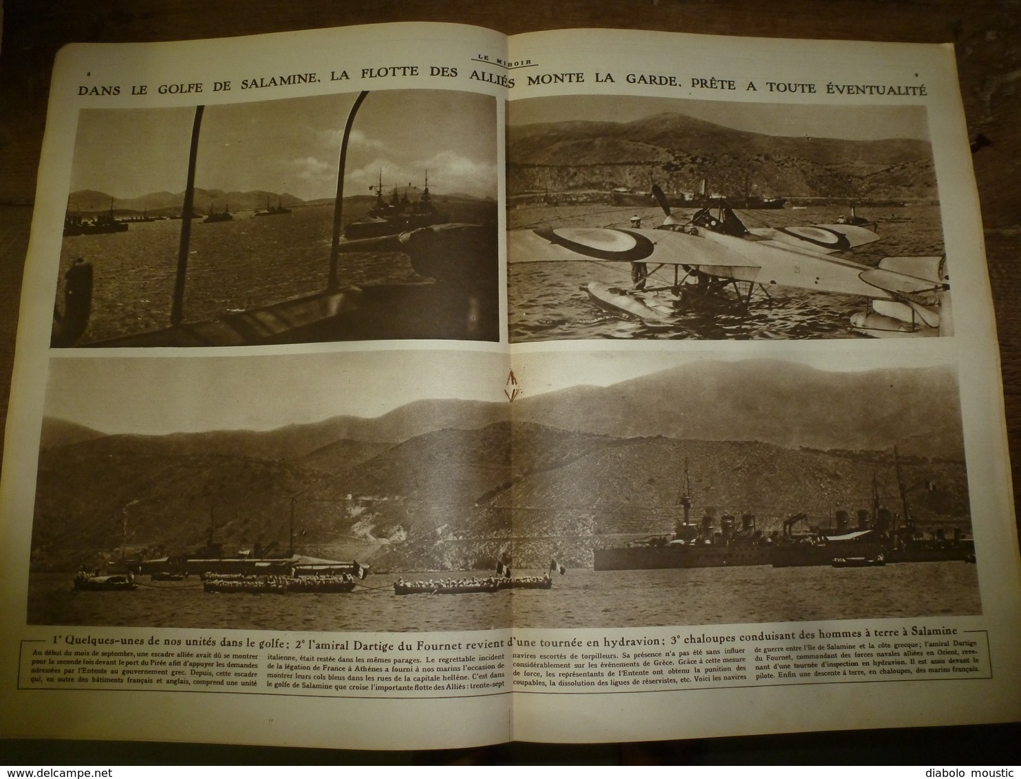 1916 LE MIROIR:Grecs à Salonique;Varna bombardé;Canon de 400;L'aviateur W. Leefe Robinson abat un Zeppelin;Salamine;etc