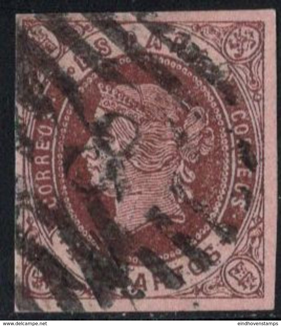 Spain - Parrilla C/cifra A 8 - Valencia - Postmark On Isabella 4 Cm 1862 Cancelled - Oblitérés