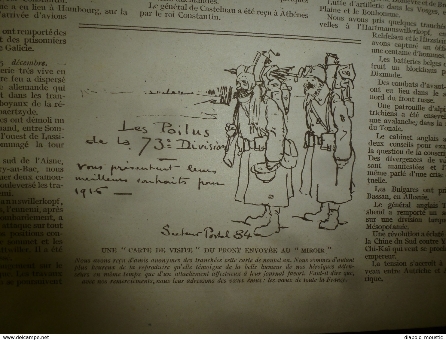 1916 LE MIROIR: Disette En Belgique;Loos;Craonne;Roi Pierre Hartmannswillerkopf;Peintre Lantier;Belges à Lampernisse;etc - Français