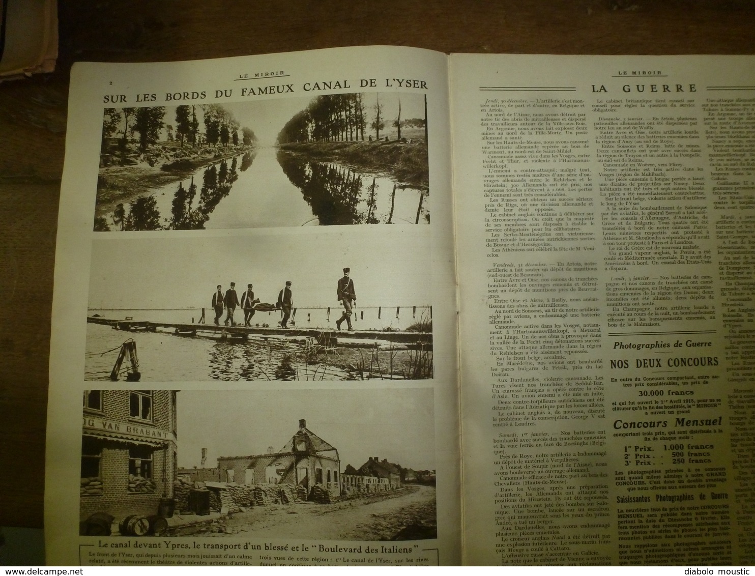 1916 LE MIROIR: Le Chien-mascotte Fume La Pipe;Prisonniers Hameln;Ypres;Aviateurs Fr Internés à Hospenthal,Andermat;etc - French