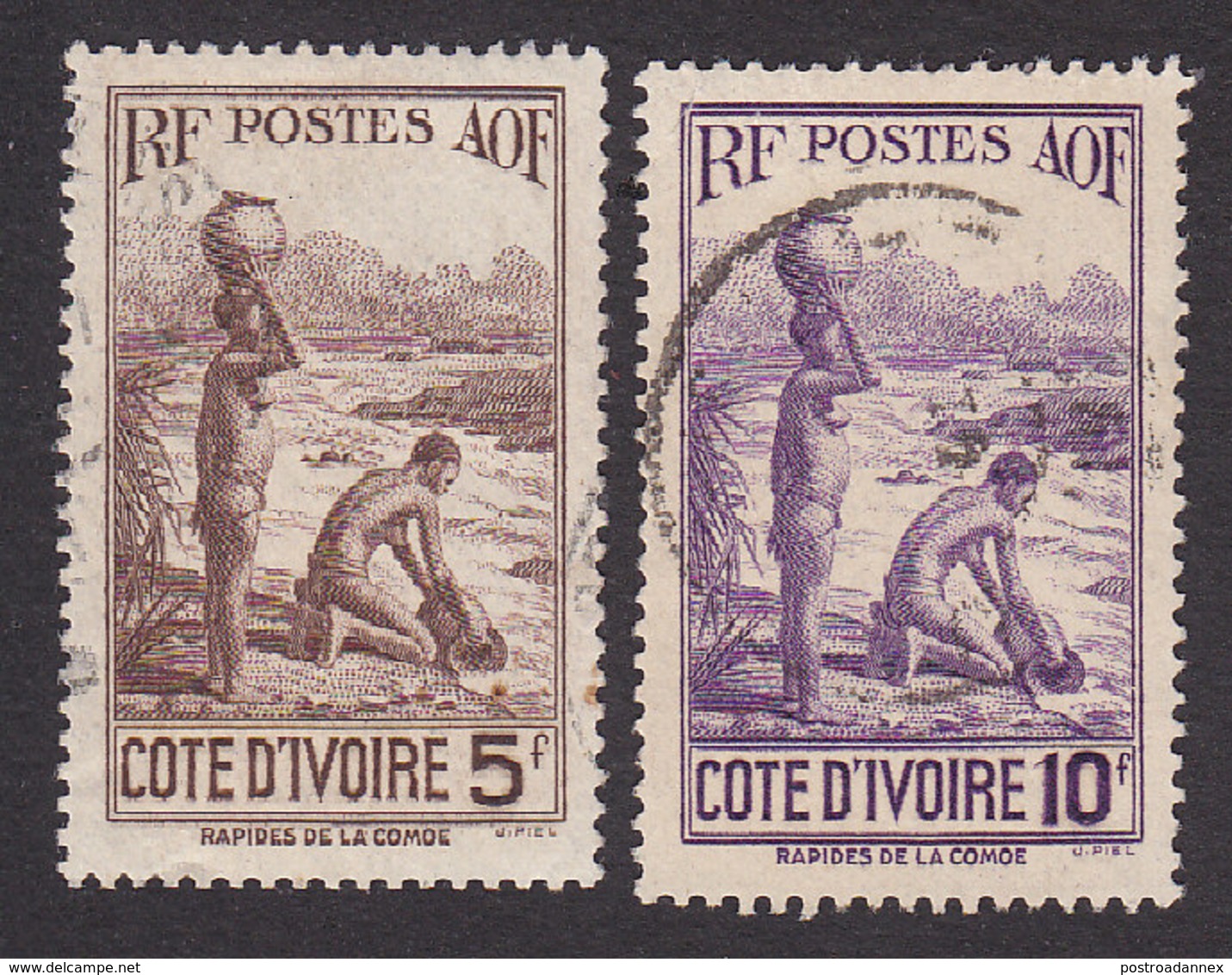 Ivory Coast, Scott #149-150, Used, Scenes Of Ivory Coast, Issued 1936 - Oblitérés