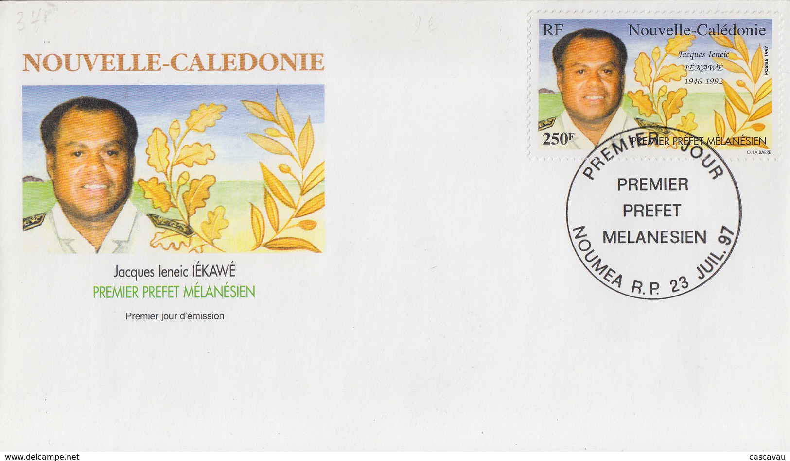 Enveloppe  FDC  1er  Jour   NOUVELLE  CALEDONIE   Jacques  Ienic  IEKAWE   1997 - FDC