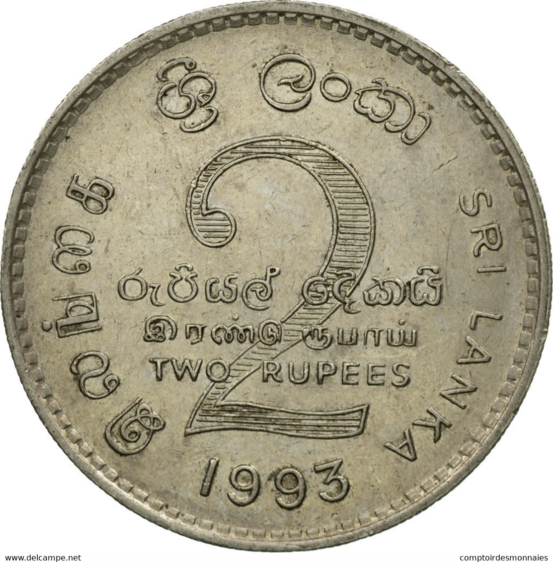 Monnaie, Sri Lanka, 2 Rupees, 1993, TTB, Copper-nickel, KM:147 - Sri Lanka