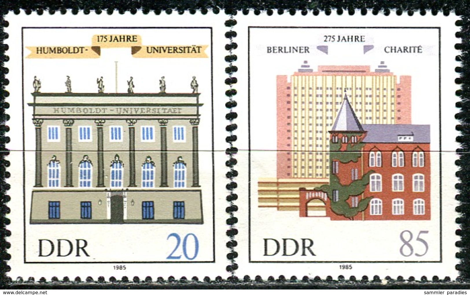 DDR - Mi 2980 / 2981 - ** Postfrisch (A) - 20-85Pf          125 Jahre Humboldt-Universität - Ungebraucht