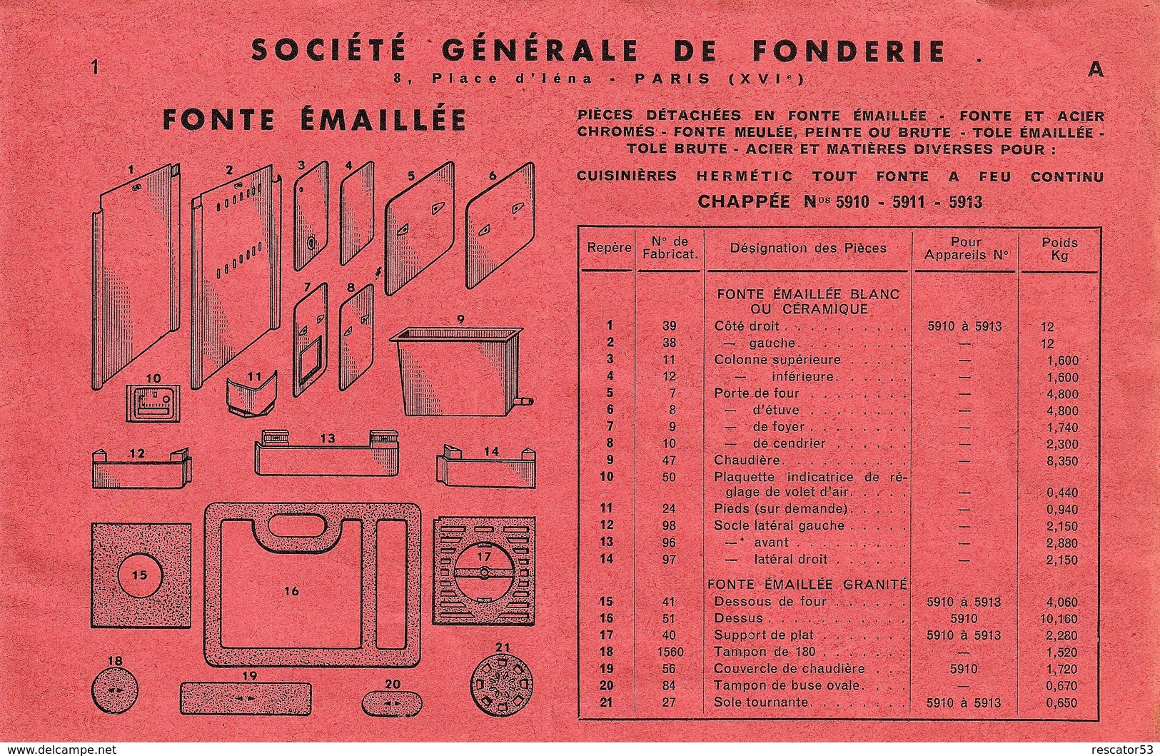 Rare Petit Lot Notice Et Documents Pour Cuisinières à Feu Continu De Chappée Usine De Port-Brillet SGF - 1950 - ...