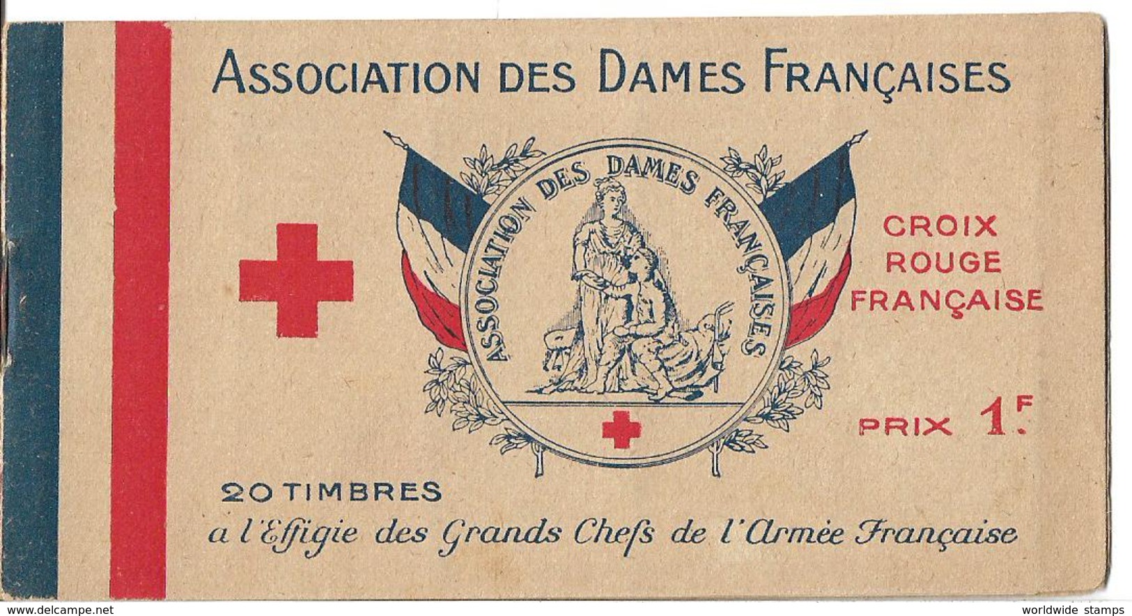 France 1918 CARNET CROIX ROUGE Book Red Cross Association Des Dames French 20 Stamps Tres Rare - Red Cross