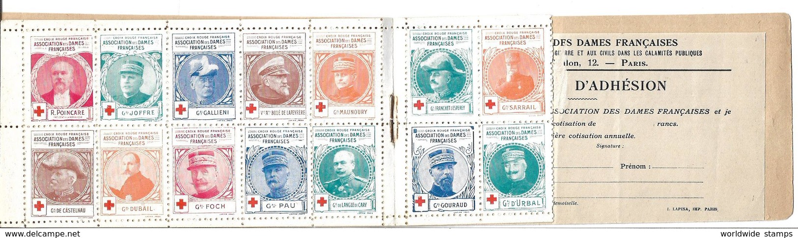 France 1918 CARNET CROIX ROUGE Book Red Cross Association Des Dames French 20 Stamps Tres Rare - Red Cross