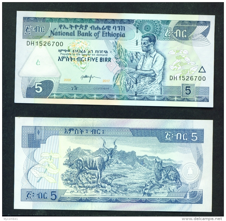 ETHIOPIA  -  2009  5 Birr  UNC Banknote - Etiopía