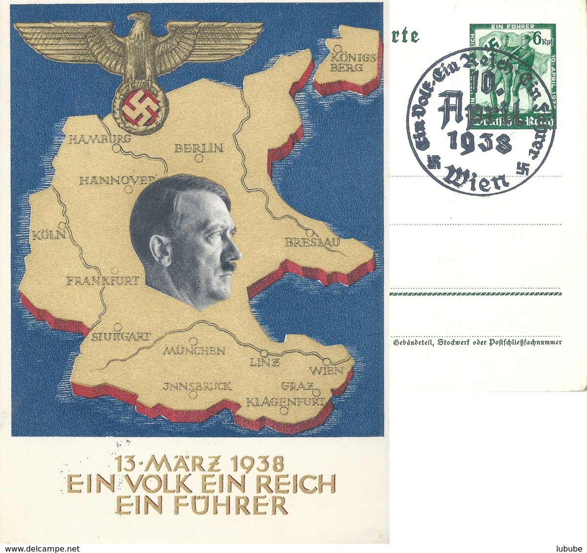 Sonderkarte  "10.April Wien - Oesterreich Ins Reich"            1938 - Briefe U. Dokumente