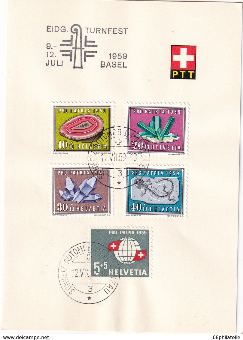 SUISSE 1959 CARTE SOUVENIR DE BALE CACHET POSTE AUTOMOBILE - Lettres & Documents