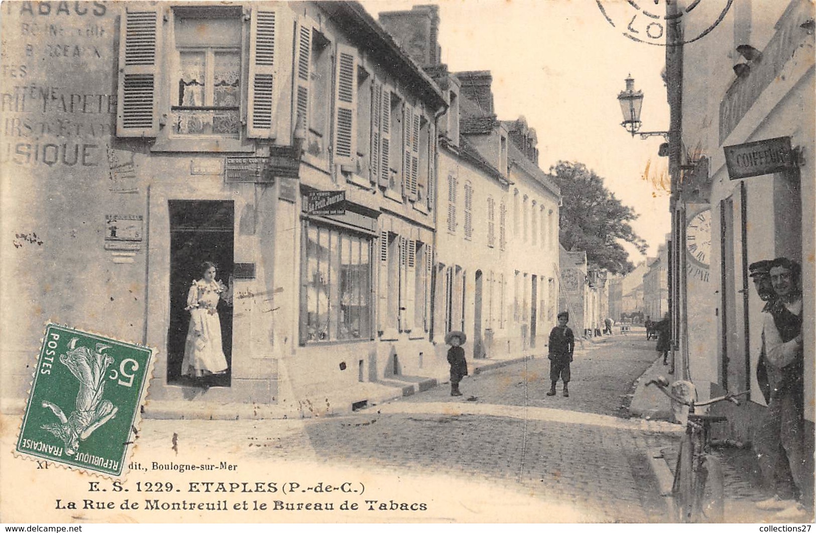 62-ETAPLES- LA RUE DE MONTREUIL ET LE BUREAU DE TABACS - Etaples