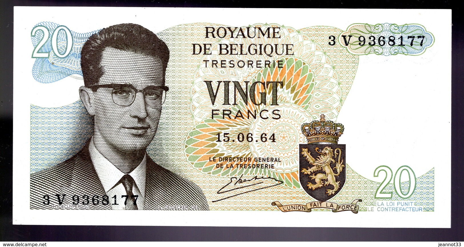 Billet De Banque De VINGT FRANCS - BELGIQUE - En Parfait état Non Plié - 20 Francs