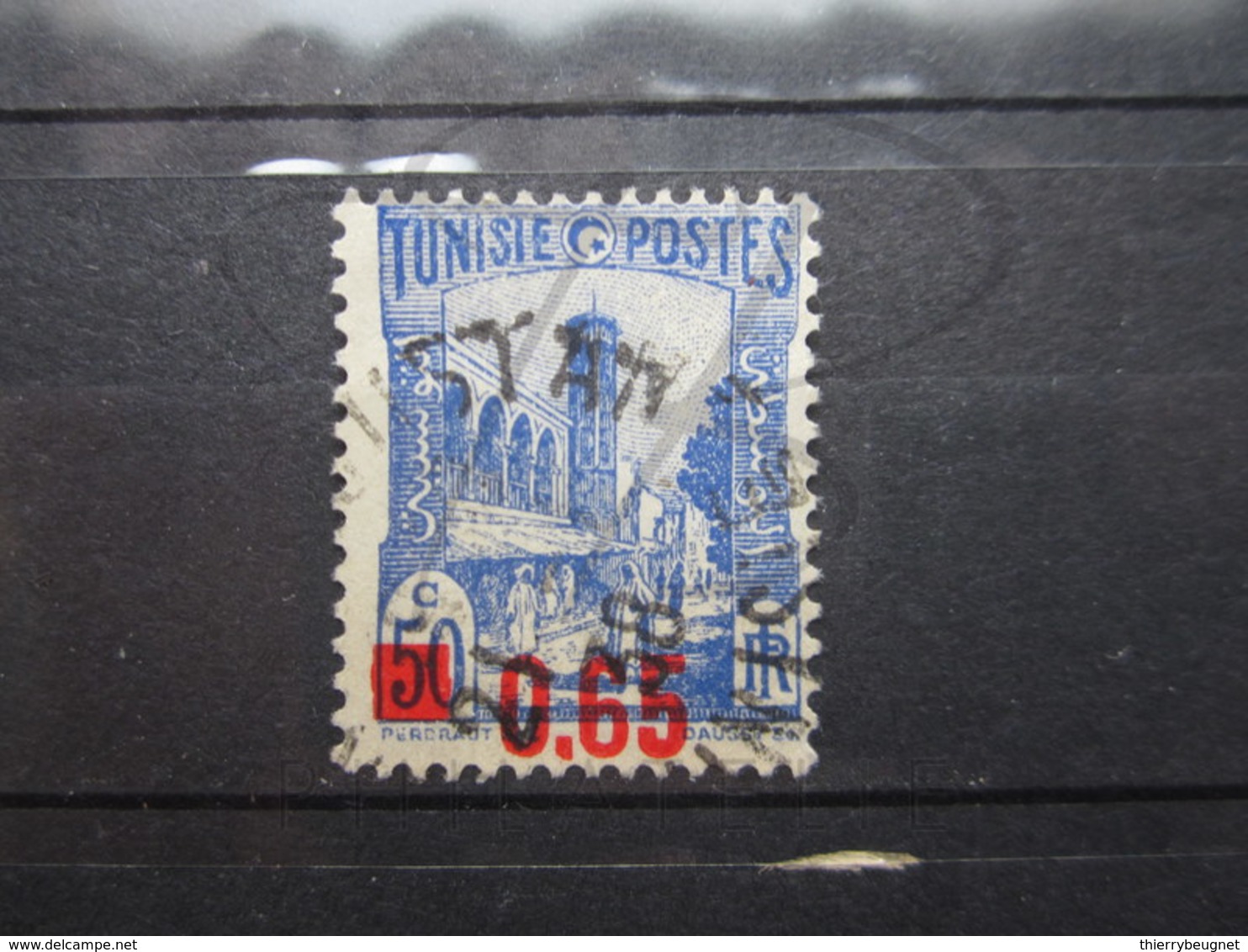 VEND BEAU TIMBRE DE TUNISIE N° 182 , POINT AU LIEU D'UNE VIRGULE !!! - Used Stamps