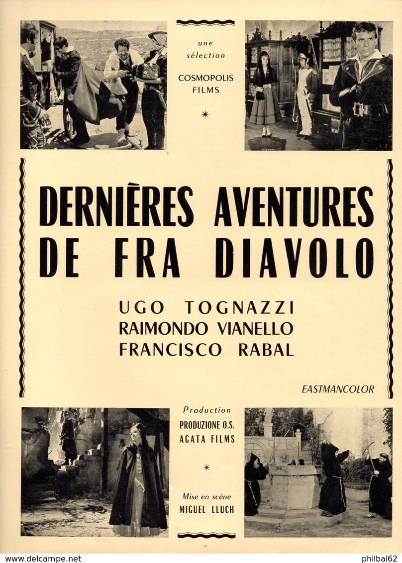 Dossier De Presse Cinéma.Cosmopolis Films. Affichette Dernières Aventures De Fra Diavolo. Ugo Tognazzi. - Cinema Advertisement