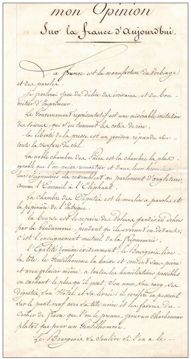 Pamphlets Manus Sans Doute XIXe, Non Signé,  écrits De La Même Main. Total 12 Pages Gd Format; - Documents Historiques