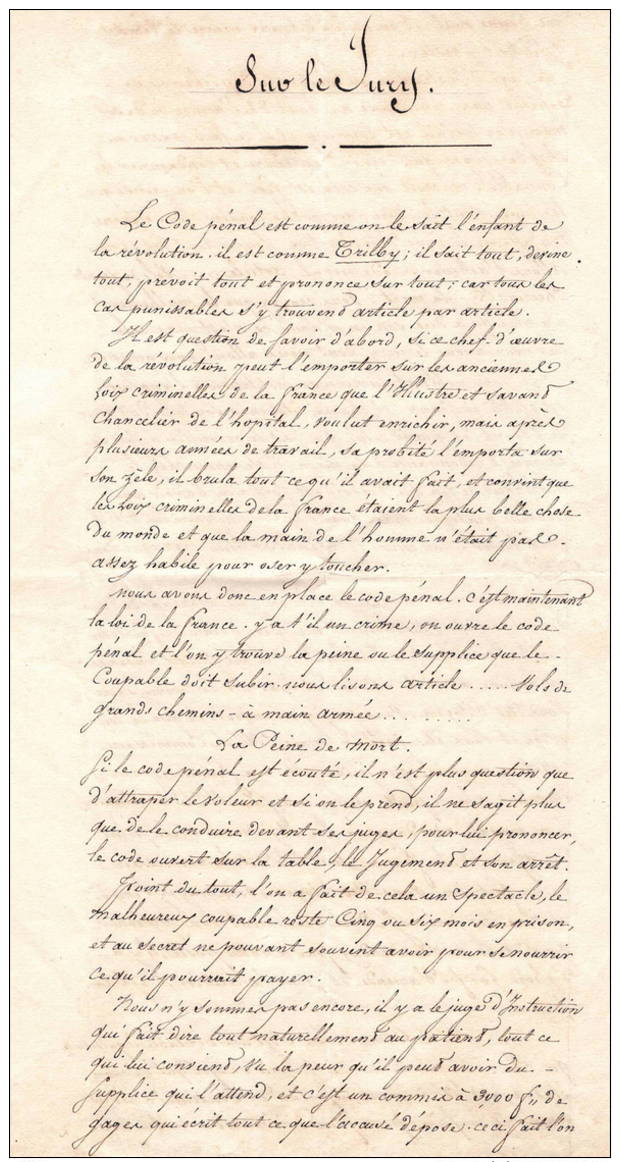 Pamphlets Manus Sans Doute XIXe, Non Signé,  écrits De La Même Main. Total 12 Pages Gd Format; - Documents Historiques