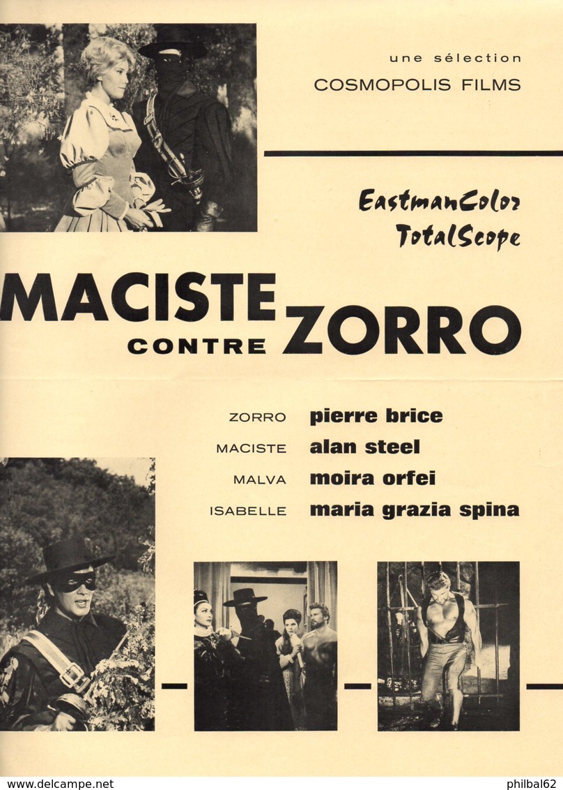 Dossier De Presse Cinéma.Cosmopolis Films. 2 Affichettes : Maciste Contre Zorro Et Zorro Et Les Trois Mousquetaires. - Cinema Advertisement