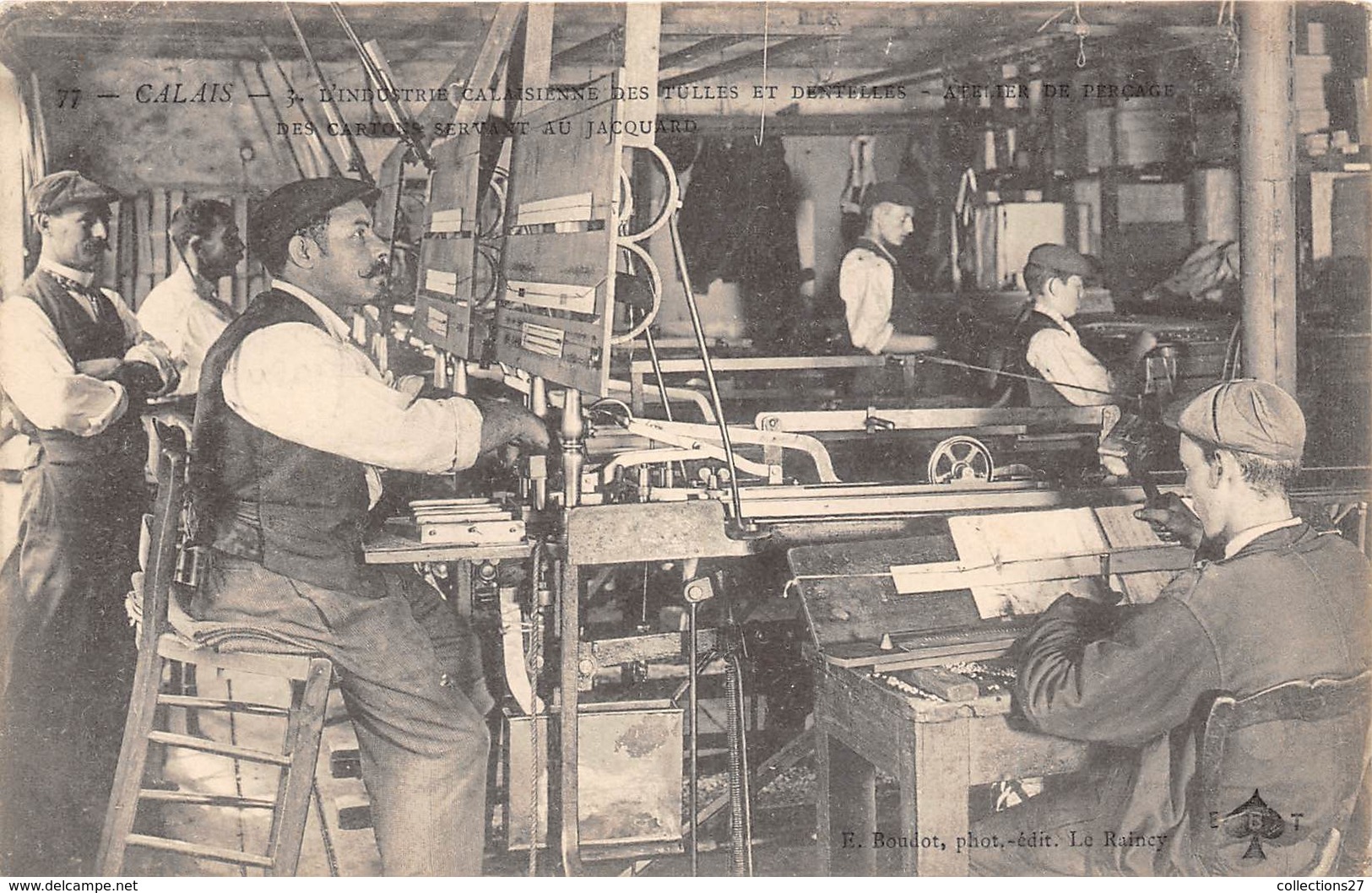 62-CALAIS- L'INDUSTRIE CALAISIENNE DES TULLES ET DENTELLES ATTELIER DE PERCAGEDES CARTONS SERVANT AU JACQAURD - Calais