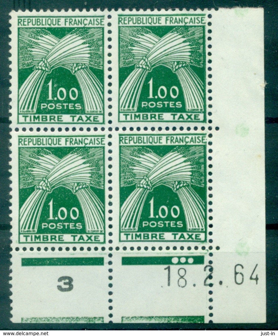 FRANCE TAXE N°94 Bloc De 4 Daté 18.2.1964 N XX TB Cote 220 €. - Portomarken