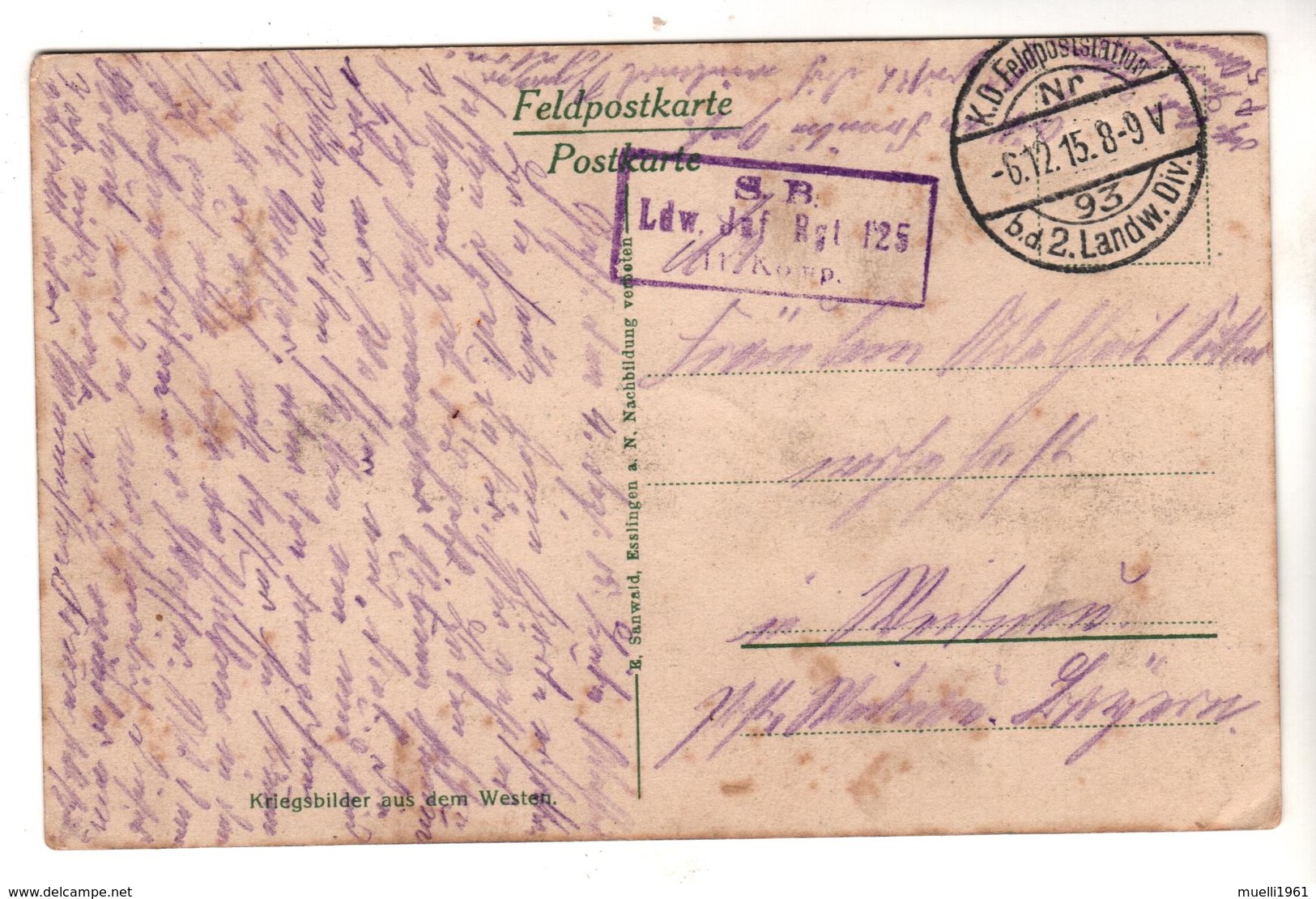 +  1134,  Feldpost,  Stabs-Quartier Im Hochwald - Guerra 1914-18