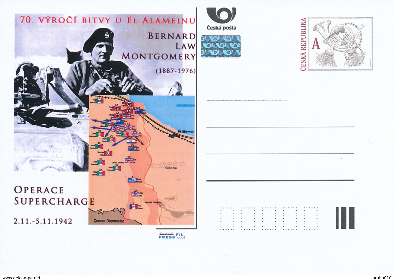 Rep. Ceca / Cart. Postali (Pre2012/63) 70 ° Anniversario Della Battaglia Di El Alamein (1942), Bernard Law Montgomery - Geografia