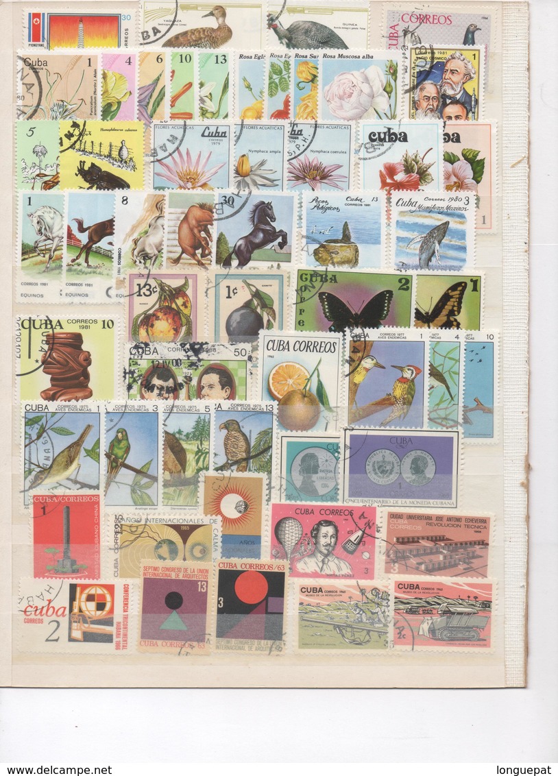 Lot de 378 timbres oblitérés  de CUBA - 370 timbres différents - 10 scans -