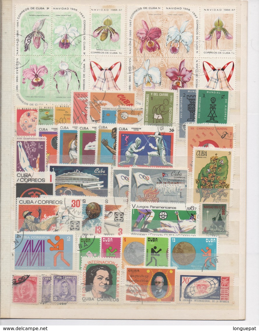 Lot de 378 timbres oblitérés  de CUBA - 370 timbres différents - 10 scans -