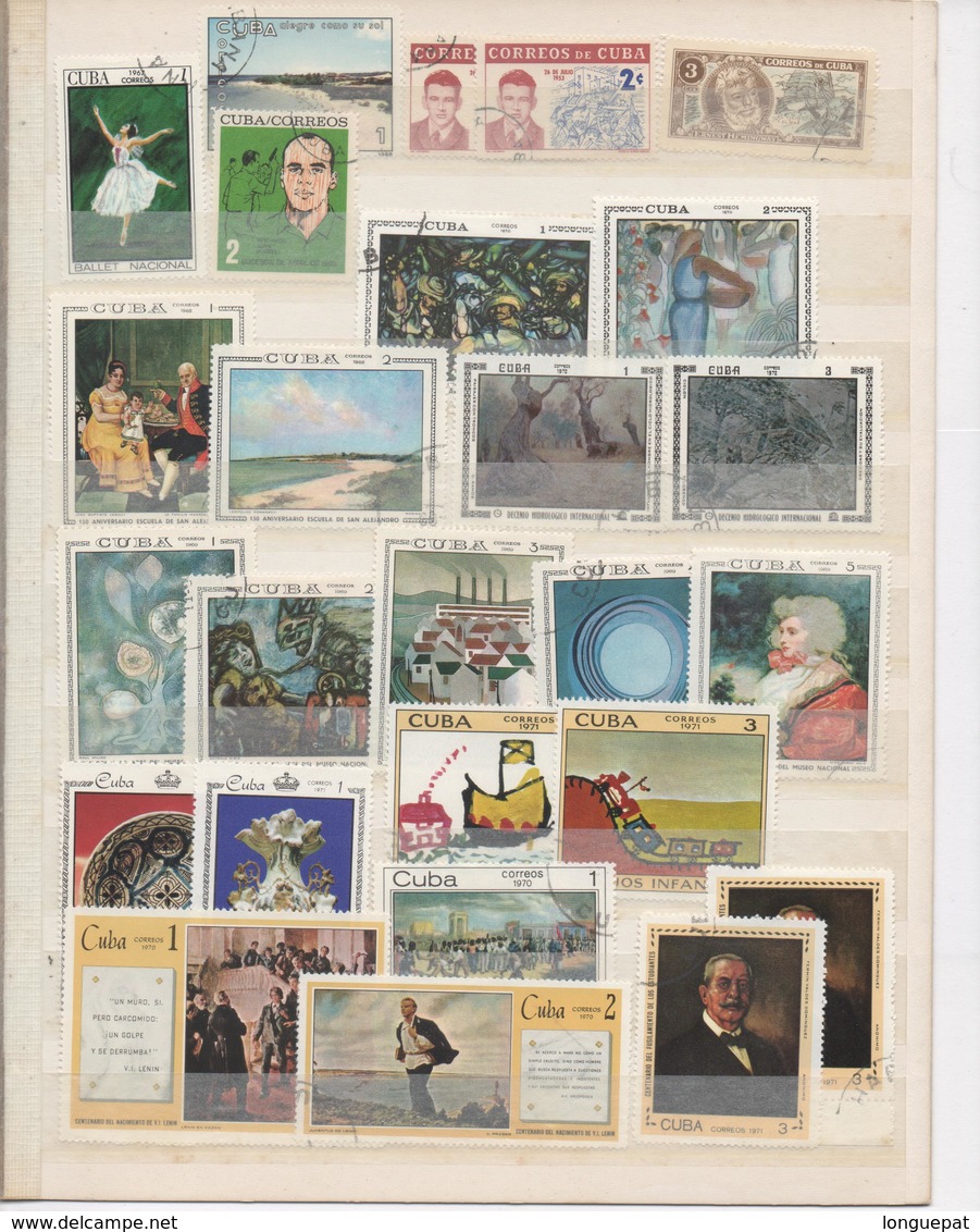 Lot de 378 timbres oblitérés  de CUBA - 370 timbres différents - 10 scans -
