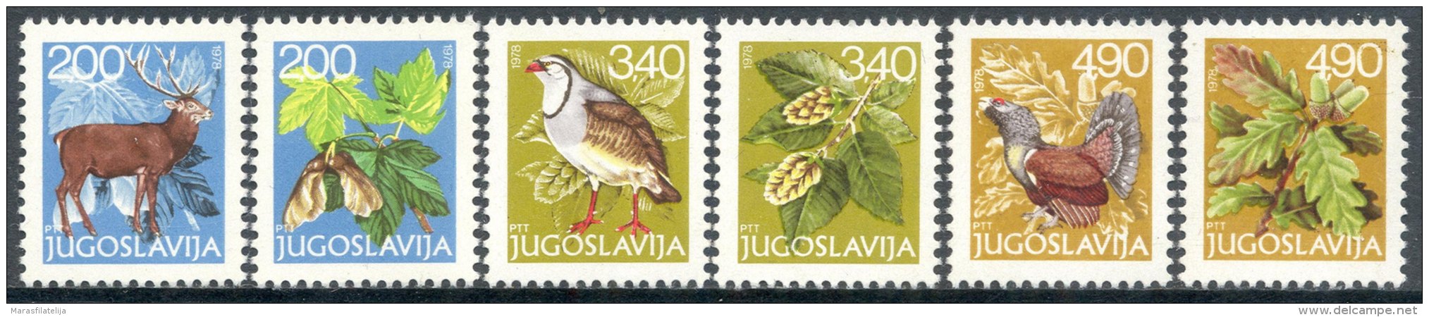 Yugoslavia, 1978, (Michel #1771/6), New Year, Wood Animals &amp; Plants - Altri & Non Classificati