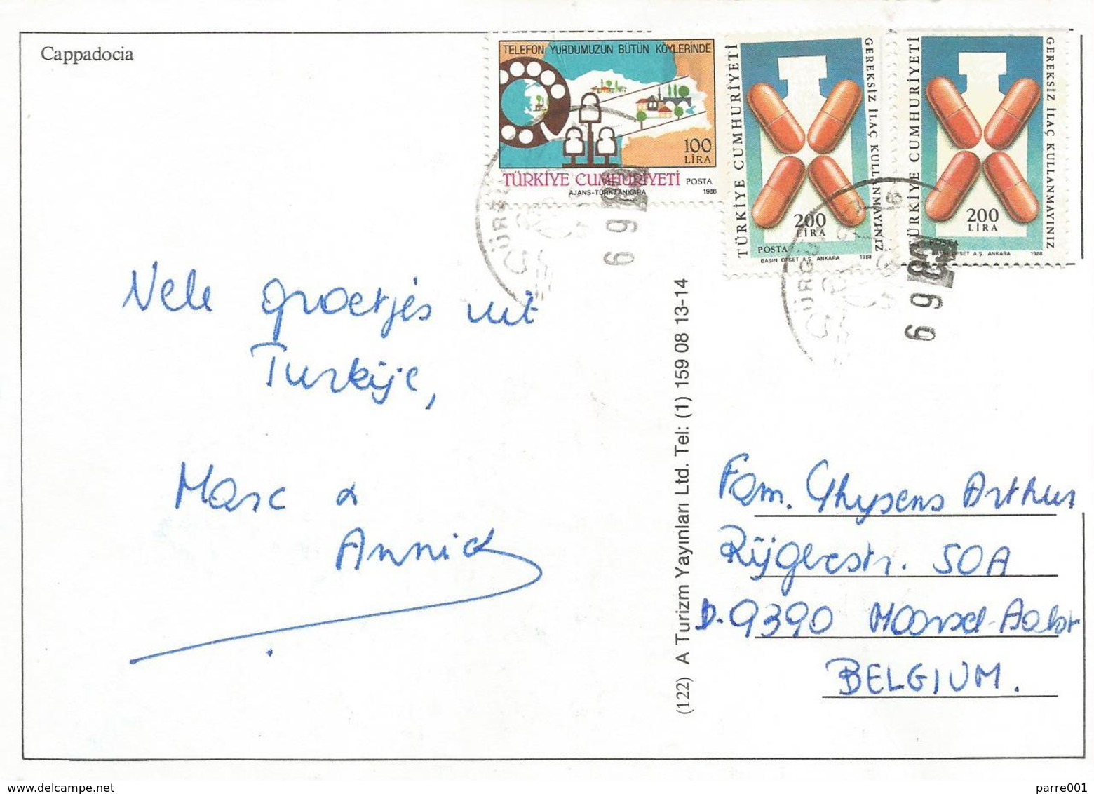 Turkey 1989 Ürgür Drug Abuse Medicine Telephone Network Viewcard - Brieven En Documenten