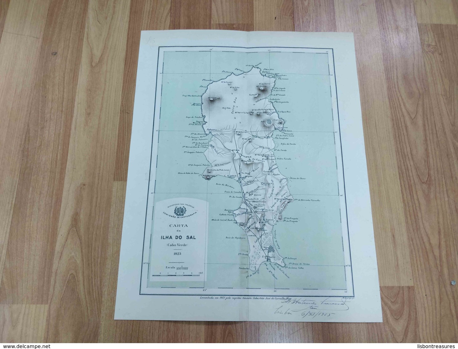 ANTIQUE AFRICA CABO VERDE ILHA DO SAL MAP 1925 - Andere & Zonder Classificatie