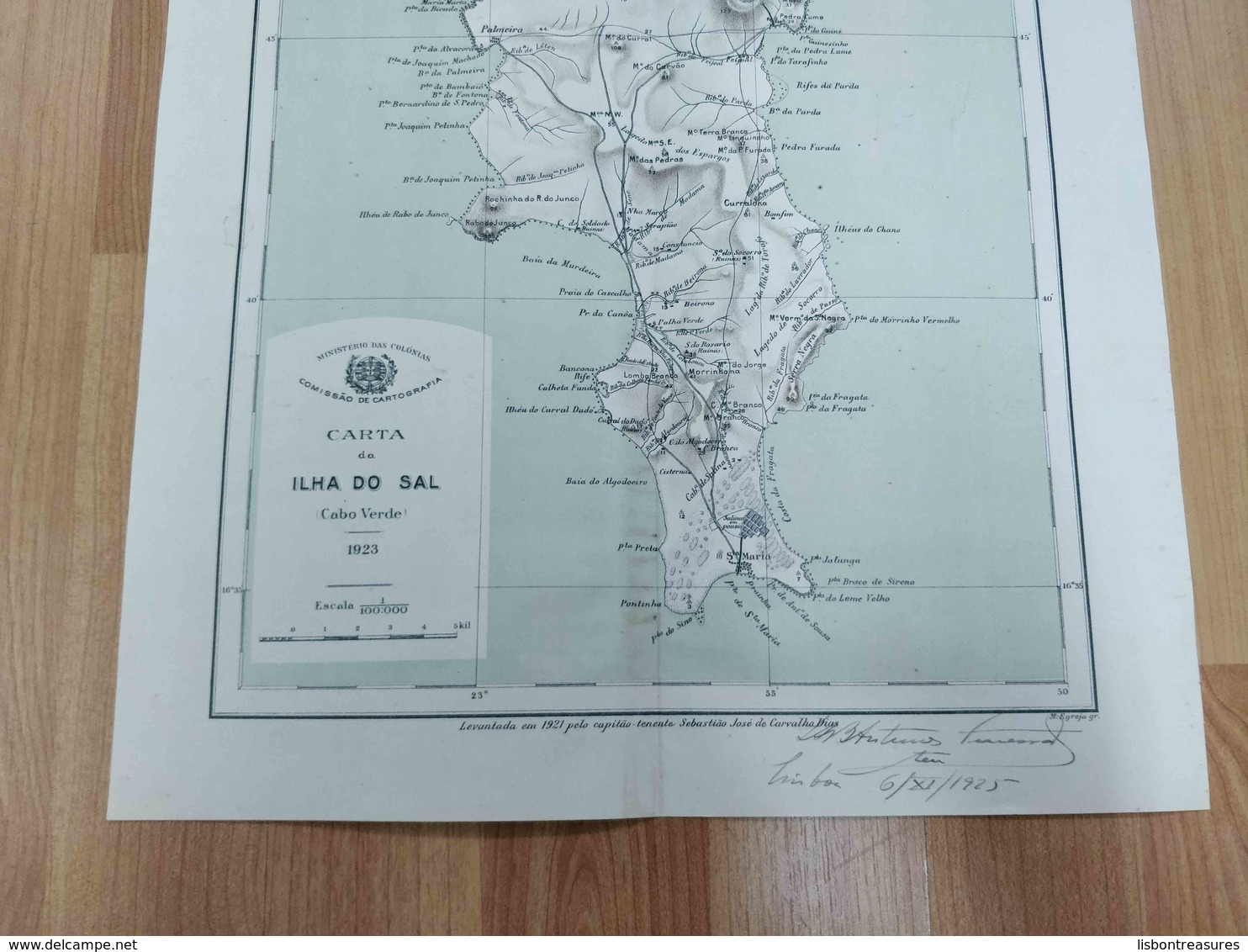 ANTIQUE AFRICA CABO VERDE ILHA DO SAL MAP 1925 - Andere & Zonder Classificatie