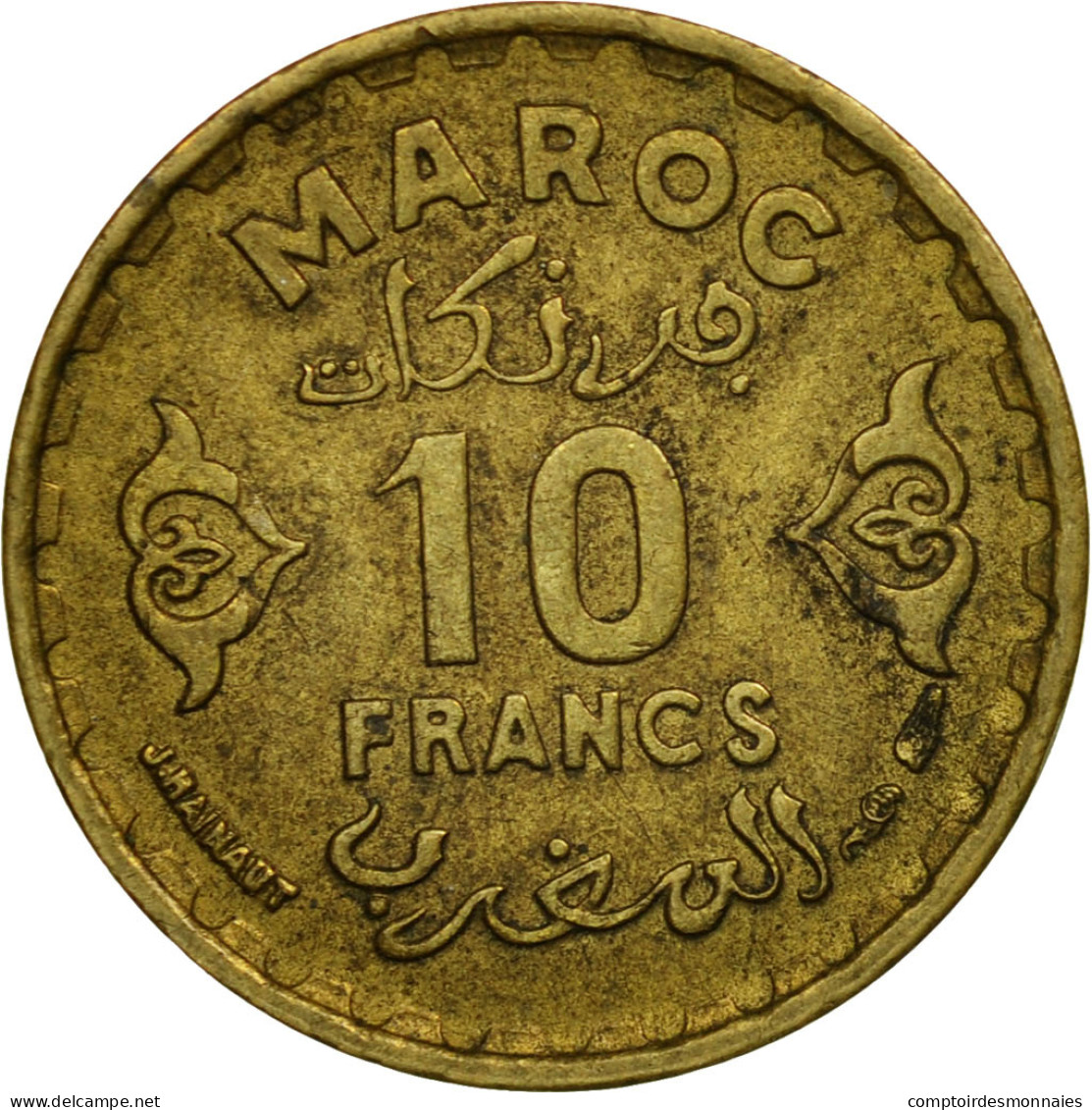 Monnaie, Maroc, Mohammed V, 10 Francs, 1951, Paris, TTB, Aluminum-Bronze, KM:49 - Marruecos