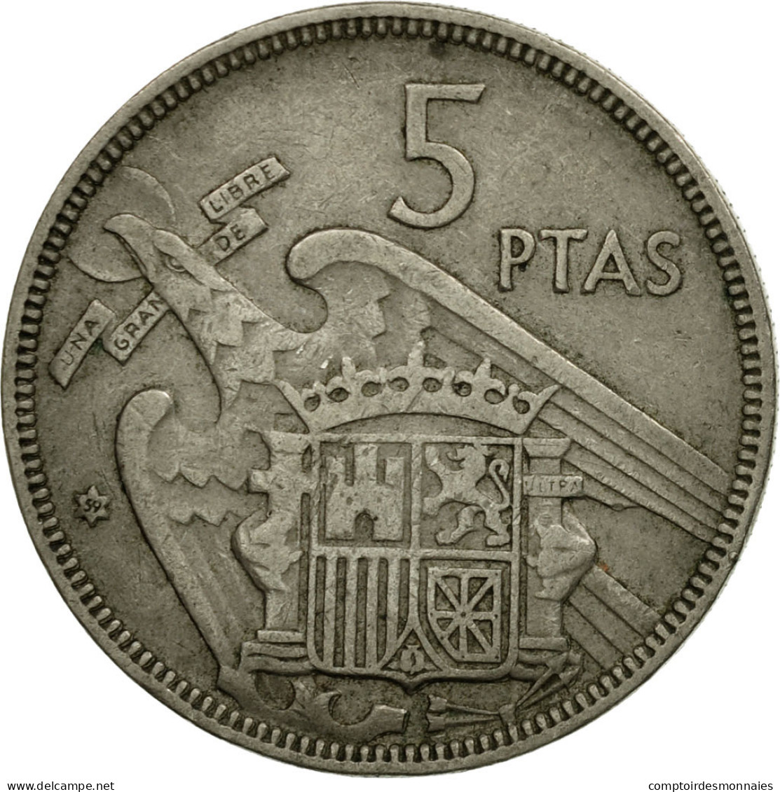 Monnaie, Espagne, Caudillo And Regent, 5 Pesetas, 1959, TTB, Copper-nickel - 5 Pesetas