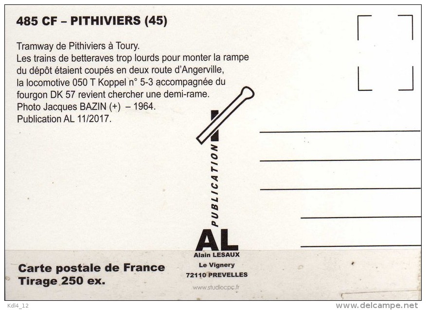 AL 485 - Train - Locomotive 050 T Koppel N° 5-3 - PITHIVIERS  - Loiret 45 - TPT - Pithiviers