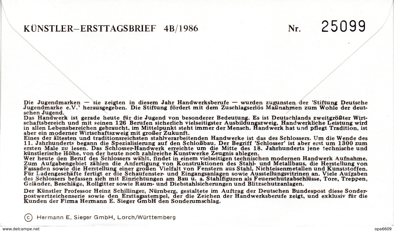 Westberlin Schmuck-FDC Mi. 755 "Handwerksberufe - Der Schlosser" ESSt 10.4.1986 BERLIN 12 - Sonstige & Ohne Zuordnung