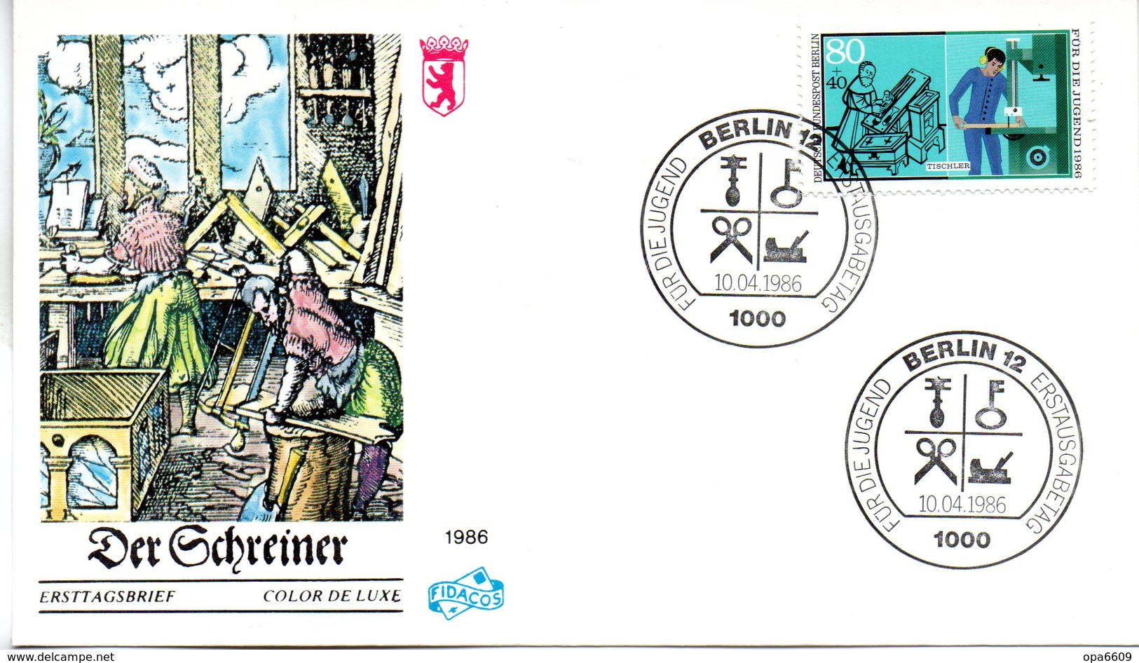 Westberlin Schmuck-FDC Mi. 757 "Handwerksberufe - Der Tischler" ESSt 10.4.1986 BERLIN 12 - Sonstige & Ohne Zuordnung