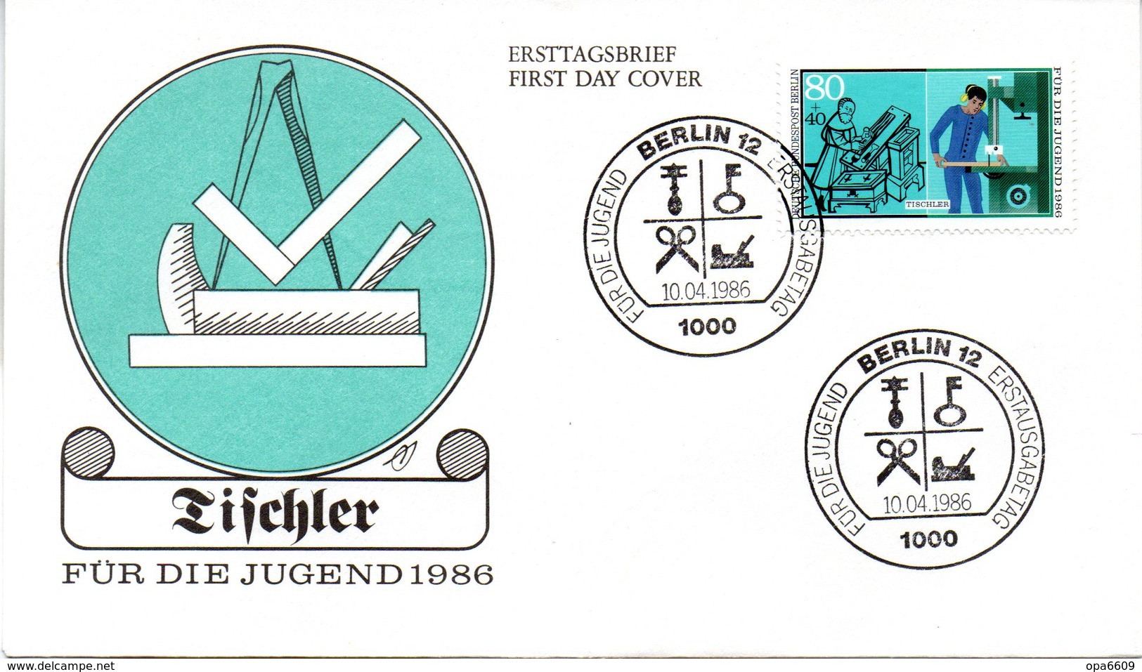 Westberlin Schmuck-FDC Mi. 757 "Handwerksberufe - Der Tischler" ESSt 10.4.1986 BERLIN 12 - Sonstige & Ohne Zuordnung