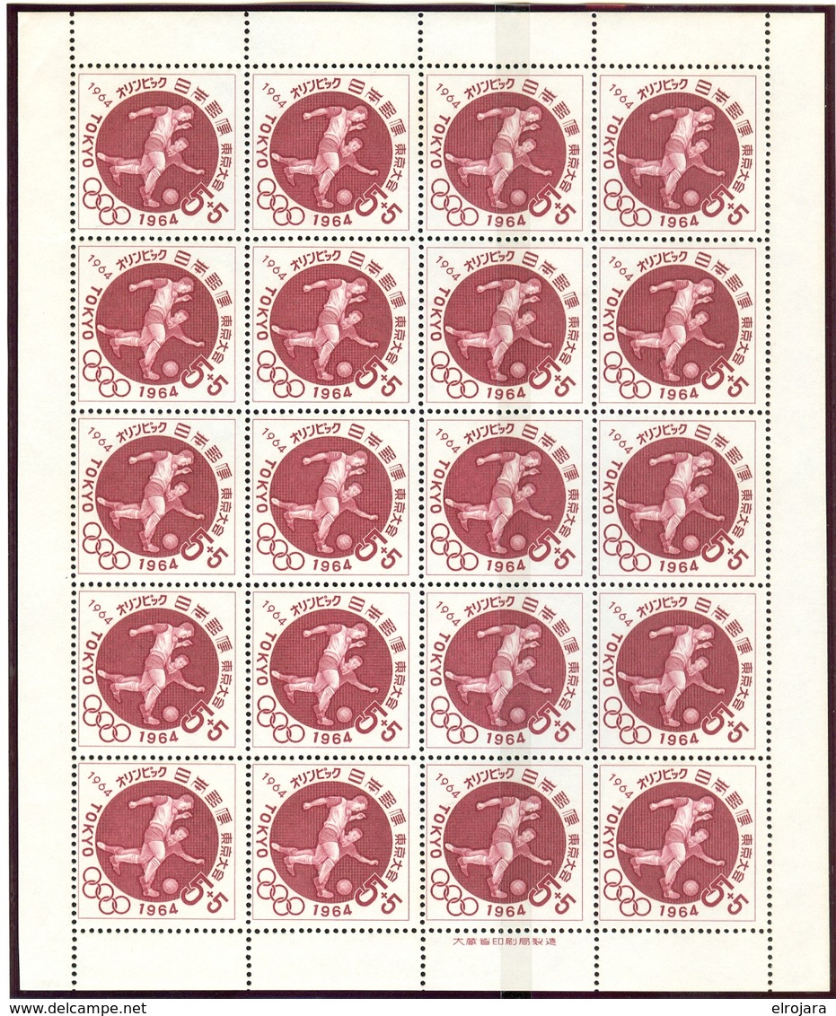 JAPAN Sheets Of 20 Soccer, Pentathlon, Canoo And Weightlifting Mint Without Hinge 14:17 Cm. - Summer 1964: Tokyo