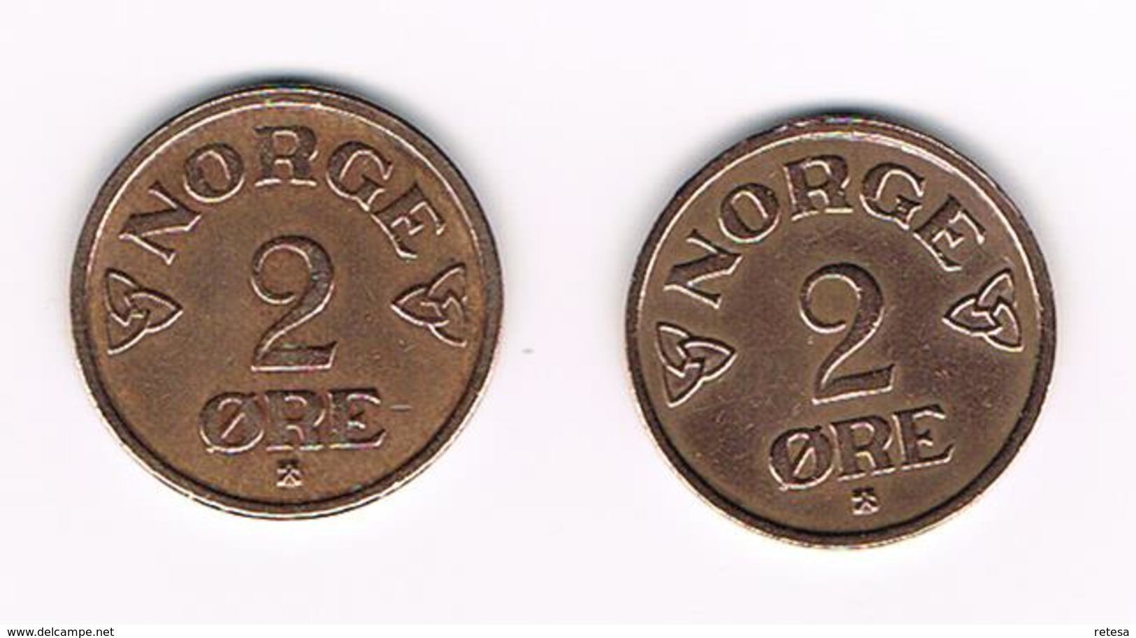 =&   NOORWEGEN  2 X 2  ORE 1955/56 - Norvège